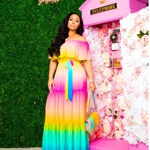 Ombré off the shoulder dress